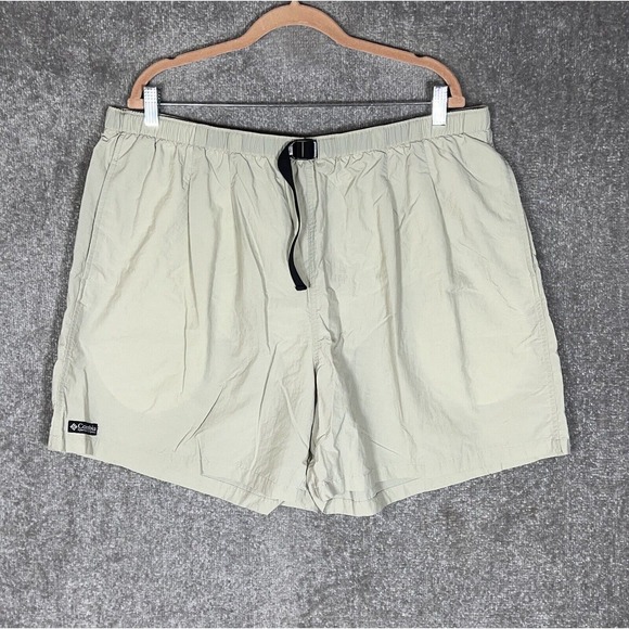 Columbia Sportswear Nylon Pull On Buckle Swim Trunks Mens Size XXL Khaki Pockets - Picture 1 of 11